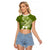 Hafa Adai Guam Raglan Cropped T Shirt Polynesian Olive Green Blue Pattern LT01 Female Green - Polynesian Pride