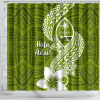 Hafa Adai Guam Shower Curtain Polynesian Olive Green Blue Pattern LT01 - Polynesian Pride