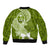Hafa Adai Guam Sleeve Zip Bomber Jacket Polynesian Olive Green Blue Pattern LT01 - Polynesian Pride
