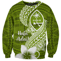 Hafa Adai Guam Sweatshirt Polynesian Olive Green Blue Pattern LT01 Unisex Green - Polynesian Pride