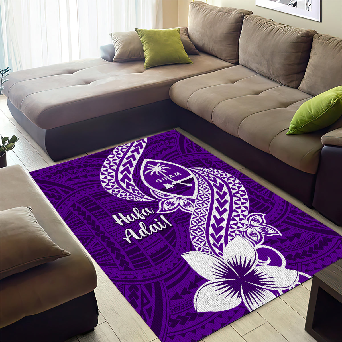 Hafa Adai Guam Area Rug Polynesian Floral Purple Pattern LT01 - Polynesian Pride