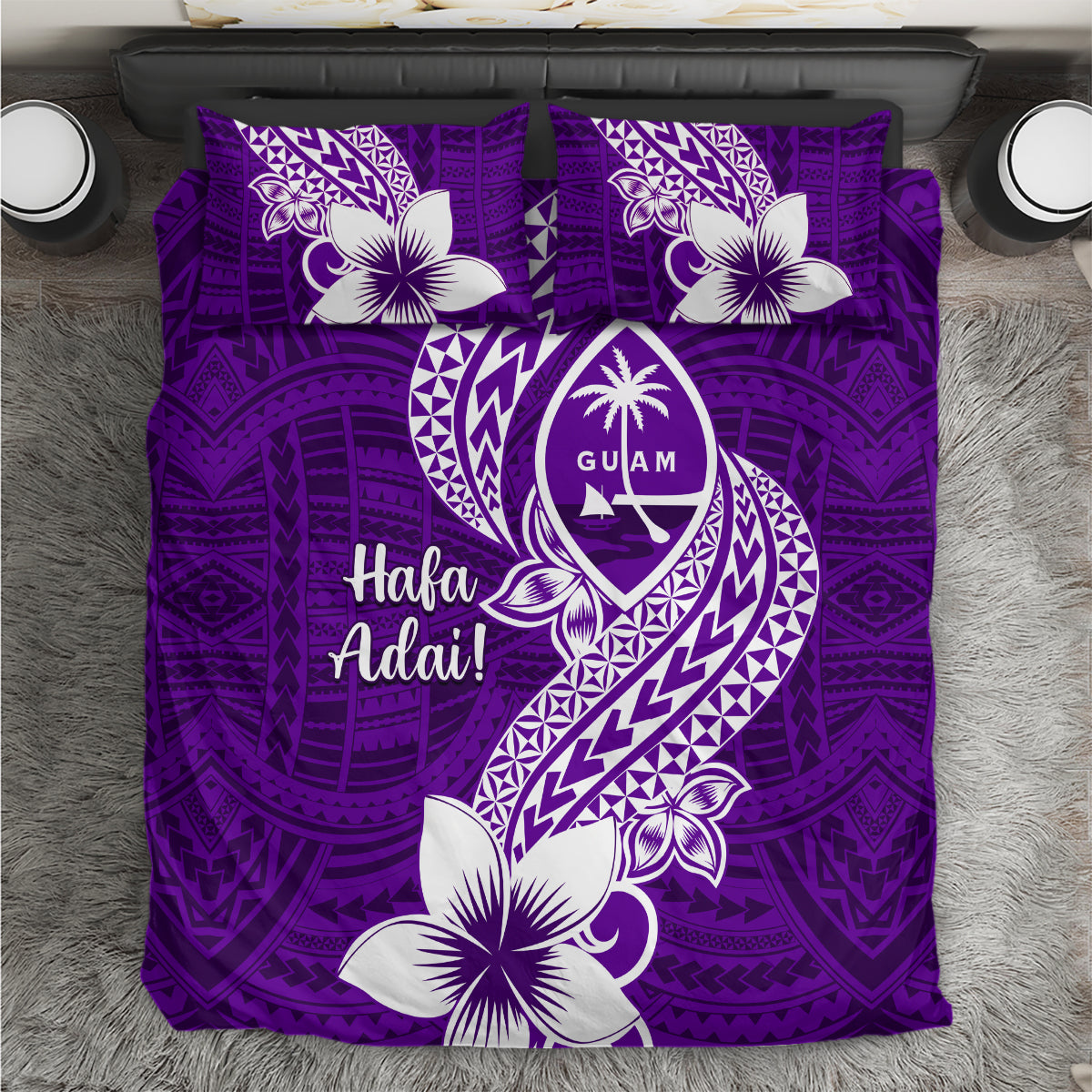 Hafa Adai Guam Bedding Set Polynesian Floral Purple Pattern LT01 Purple - Polynesian Pride