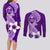 Hafa Adai Guam Couples Matching Long Sleeve Bodycon Dress and Long Sleeve Button Shirt Polynesian Floral Purple Pattern LT01 - Polynesian Pride