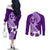 Hafa Adai Guam Couples Matching Off The Shoulder Long Sleeve Dress and Long Sleeve Button Shirt Polynesian Floral Purple Pattern LT01 - Polynesian Pride