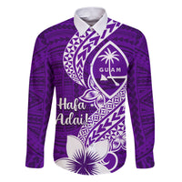 Hafa Adai Guam Family Matching Puletasi Dress and Hawaiian Shirt Polynesian Floral Purple Pattern LT01 Dad's Shirt - Long Sleeve Purple - Polynesian Pride