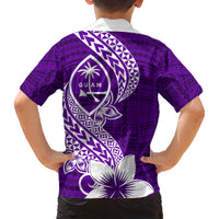 Hafa Adai Guam Family Matching Short Sleeve Bodycon Dress and Hawaiian Shirt Polynesian Floral Purple Pattern LT01 - Polynesian Pride
