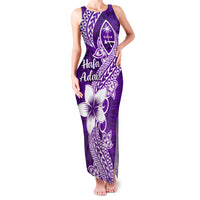 Hafa Adai Guam Family Matching Tank Maxi Dress and Hawaiian Shirt Polynesian Floral Purple Pattern LT01 Mom's Dress Purple - Polynesian Pride