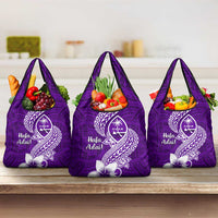Hafa Adai Guam Grocery Bag Polynesian Floral Purple Pattern