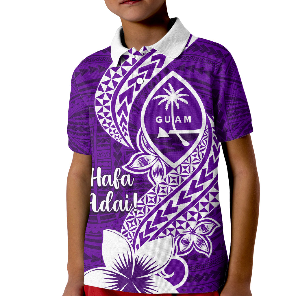 Hafa Adai Guam Kid Polo Shirt Polynesian Floral Purple Pattern LT01 Kid Purple - Polynesian Pride
