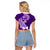 Hafa Adai Guam Raglan Cropped T Shirt Polynesian Floral Purple Pattern LT01 - Polynesian Pride