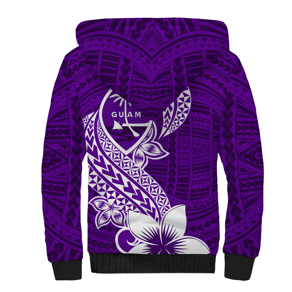 Hafa Adai Guam Sherpa Hoodie Polynesian Floral Purple Pattern LT01 - Polynesian Pride