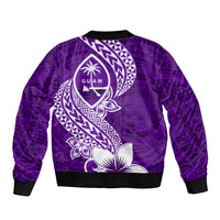 Hafa Adai Guam Sleeve Zip Bomber Jacket Polynesian Floral Purple Pattern LT01 - Polynesian Pride