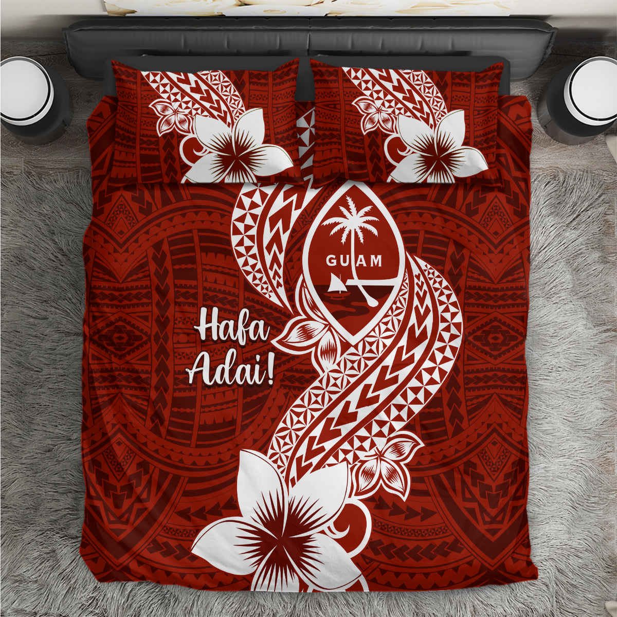 Hafa Adai Guam Bedding Set Polynesian Floral Red Pattern LT01 Red - Polynesian Pride
