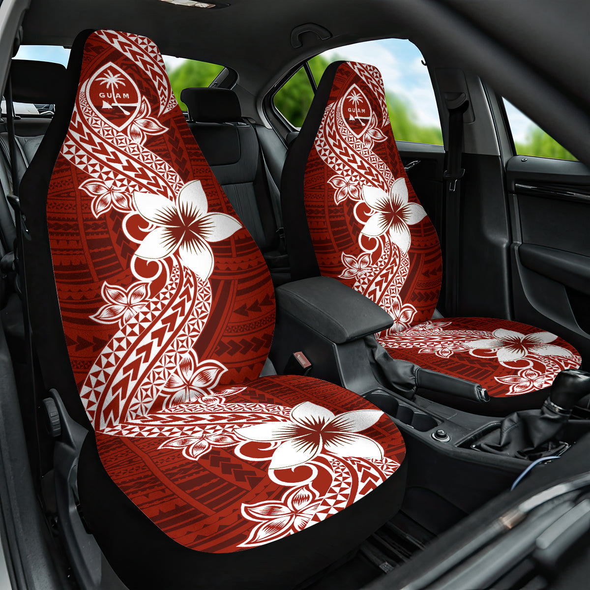 Hafa Adai Guam Car Seat Cover Polynesian Floral Red Pattern LT01 One Size Red - Polynesian Pride