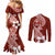 Hafa Adai Guam Couples Matching Mermaid Dress and Long Sleeve Button Shirt Polynesian Floral Red Pattern LT01 - Polynesian Pride