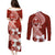 Hafa Adai Guam Couples Matching Puletasi Dress and Long Sleeve Button Shirt Polynesian Floral Red Pattern LT01 - Polynesian Pride