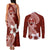 Hafa Adai Guam Couples Matching Tank Maxi Dress and Long Sleeve Button Shirt Polynesian Floral Red Pattern LT01 - Polynesian Pride