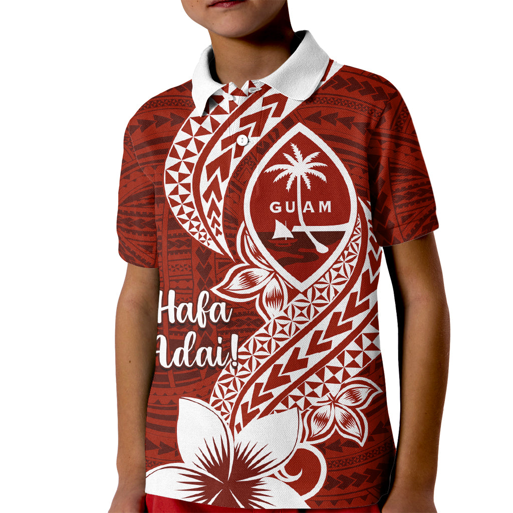 Hafa Adai Guam Kid Polo Shirt Polynesian Floral Red Pattern LT01 Kid Red - Polynesian Pride