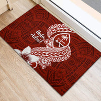 Hafa Adai Guam Rubber Doormat Polynesian Floral Red Pattern LT01 - Polynesian Pride