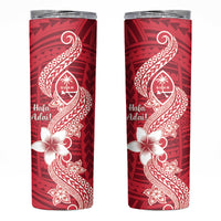 Hafa Adai Guam Skinny Tumbler Polynesian Floral Red Pattern