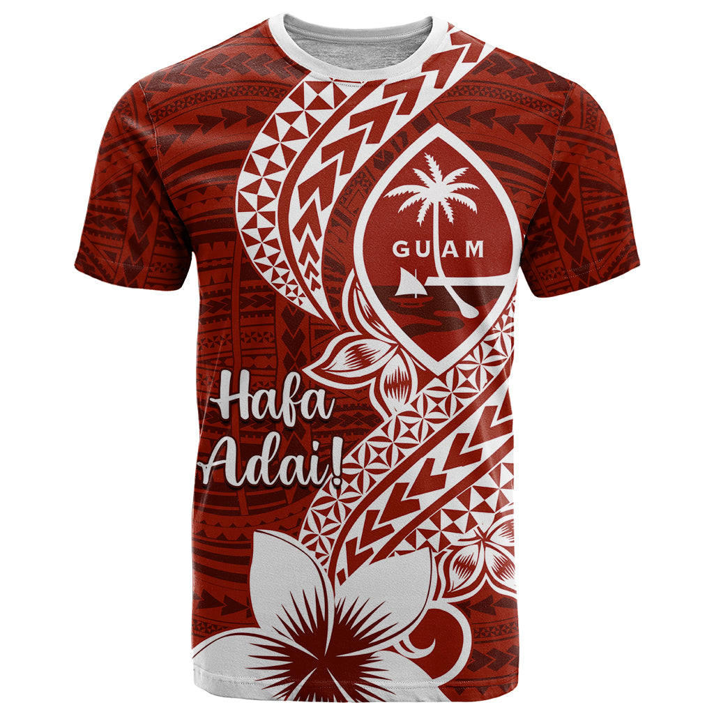 Hafa Adai Guam T Shirt Polynesian Floral Red Pattern LT01 Red - Polynesian Pride