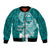 Hafa Adai Guam Bomber Jacket Polynesian Floral Teal Pattern LT01 Unisex Teal - Polynesian Pride