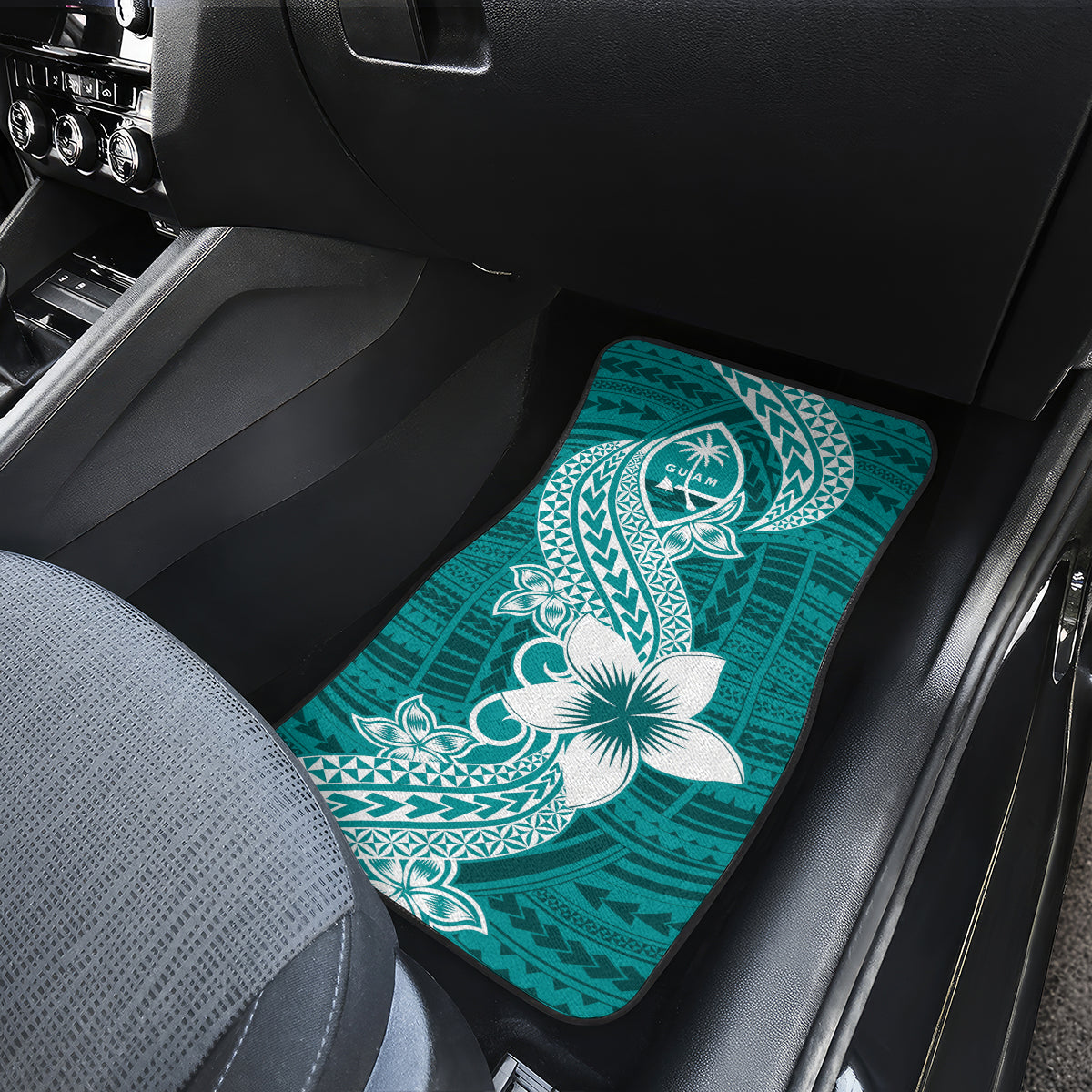 Hafa Adai Guam Car Mats Polynesian Floral Teal Pattern LT01 - Polynesian Pride