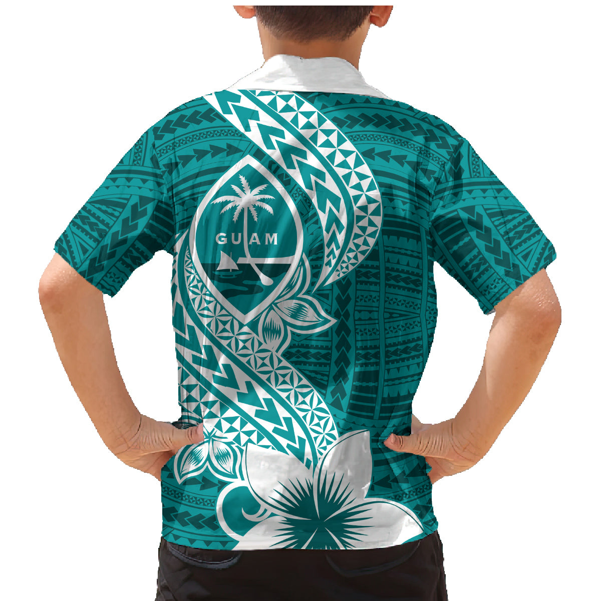 Hafa Adai Guam Family Matching Mermaid Dress and Hawaiian Shirt Polynesian Floral Teal Pattern LT01 - Polynesian Pride