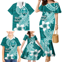 Hafa Adai Guam Family Matching Mermaid Dress and Hawaiian Shirt Polynesian Floral Teal Pattern LT01 - Polynesian Pride