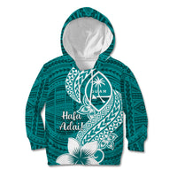 Hafa Adai Guam Kid Hoodie Polynesian Floral Teal Pattern LT01 Hoodie Teal - Polynesian Pride