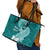 Hafa Adai Guam Leather Tote Bag Polynesian Floral Teal Pattern LT01 - Polynesian Pride