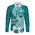Hafa Adai Guam Long Sleeve Button Shirt Polynesian Floral Teal Pattern LT01 Unisex Teal - Polynesian Pride