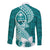 Hafa Adai Guam Long Sleeve Button Shirt Polynesian Floral Teal Pattern LT01 - Polynesian Pride