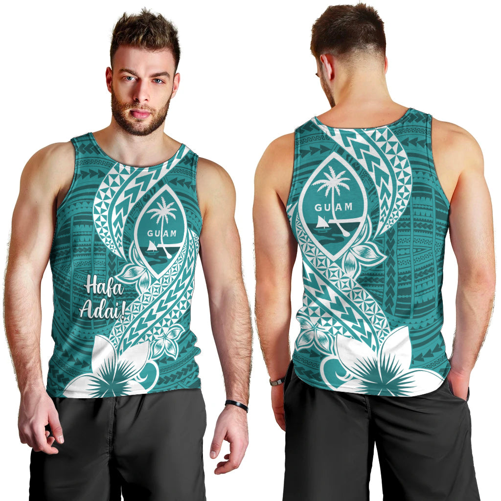 Hafa Adai Guam Men Tank Top Polynesian Floral Teal Pattern LT01 - Polynesian Pride