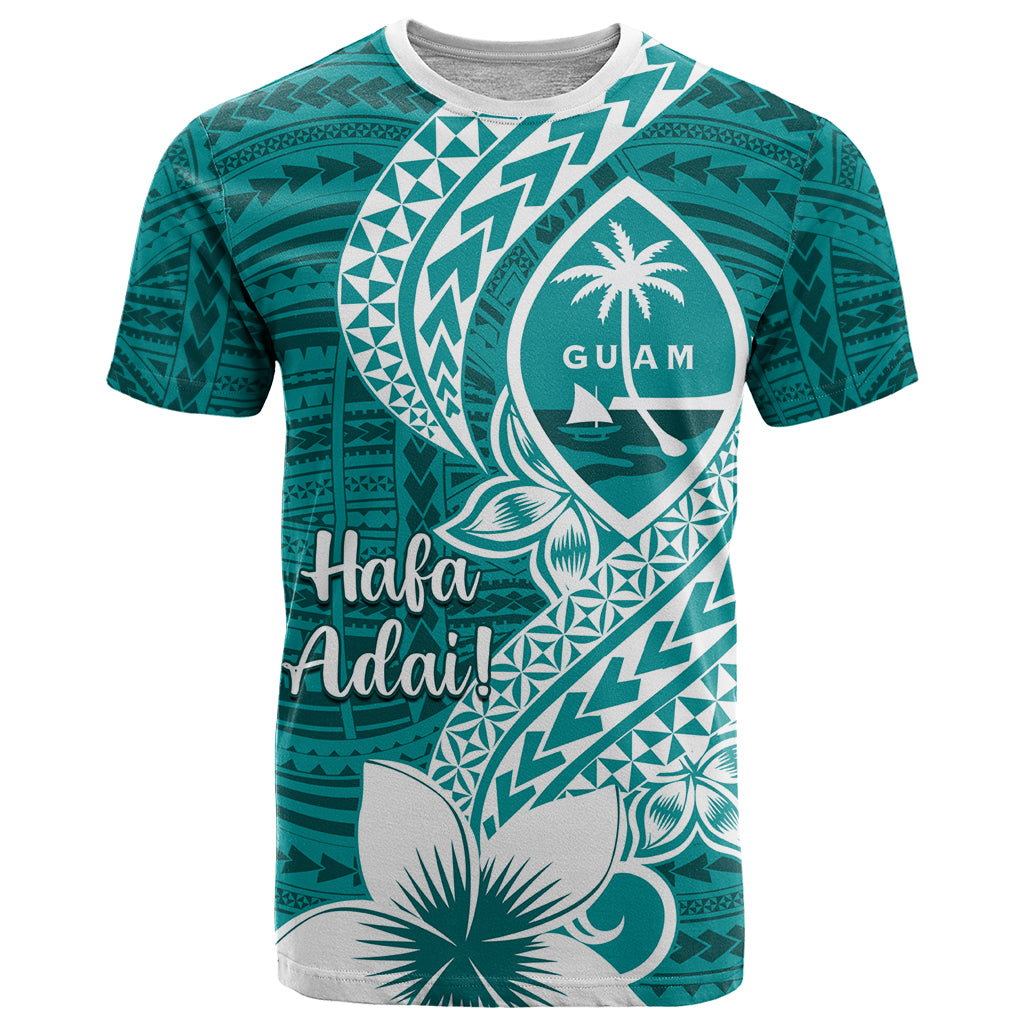 Hafa Adai Guam T Shirt Polynesian Floral Teal Pattern LT01 Teal - Polynesian Pride