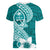 Hafa Adai Guam Women V Neck T Shirt Polynesian Floral Teal Pattern LT01 - Polynesian Pride