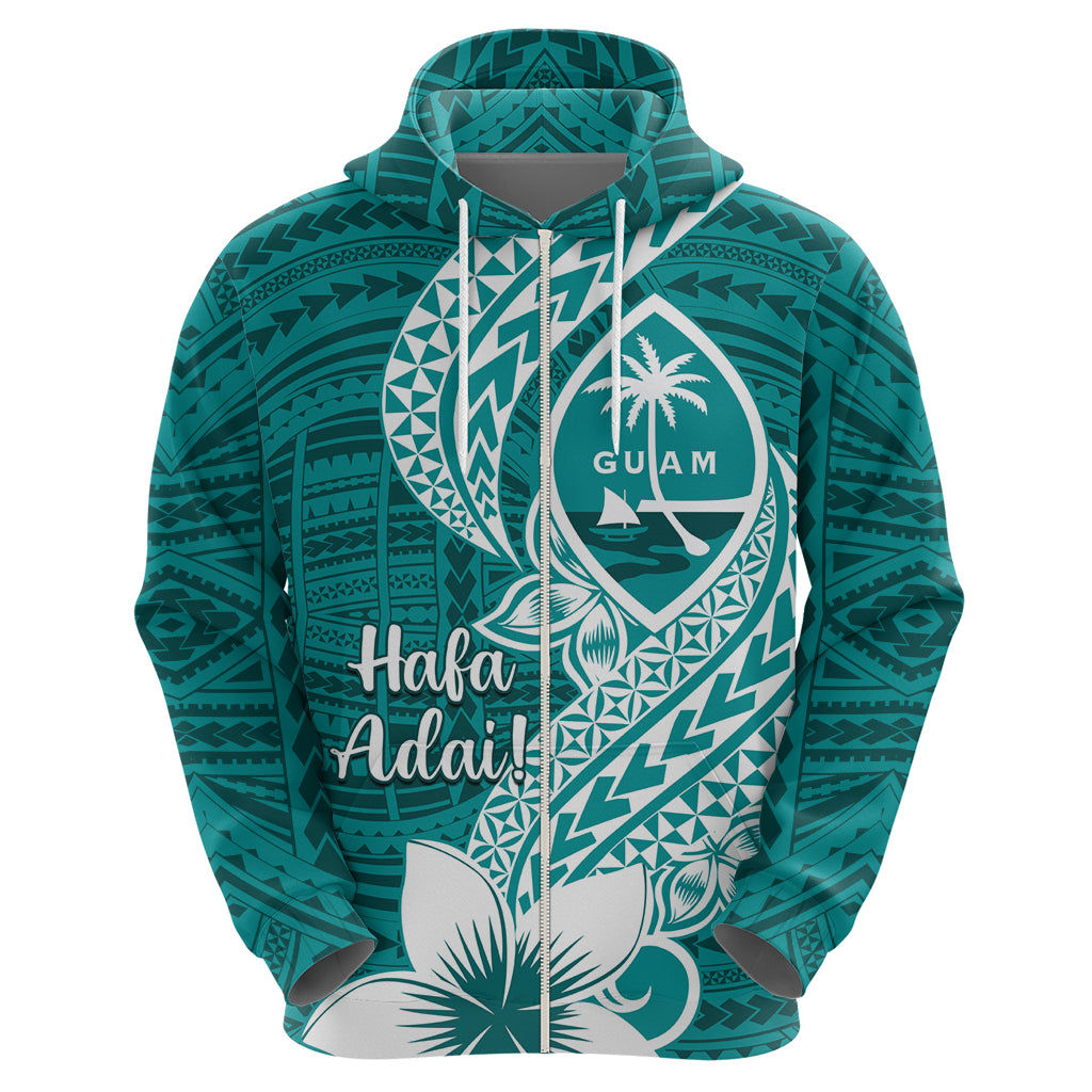 Hafa Adai Guam Zip Hoodie Polynesian Floral Teal Pattern LT01 - Polynesian Pride