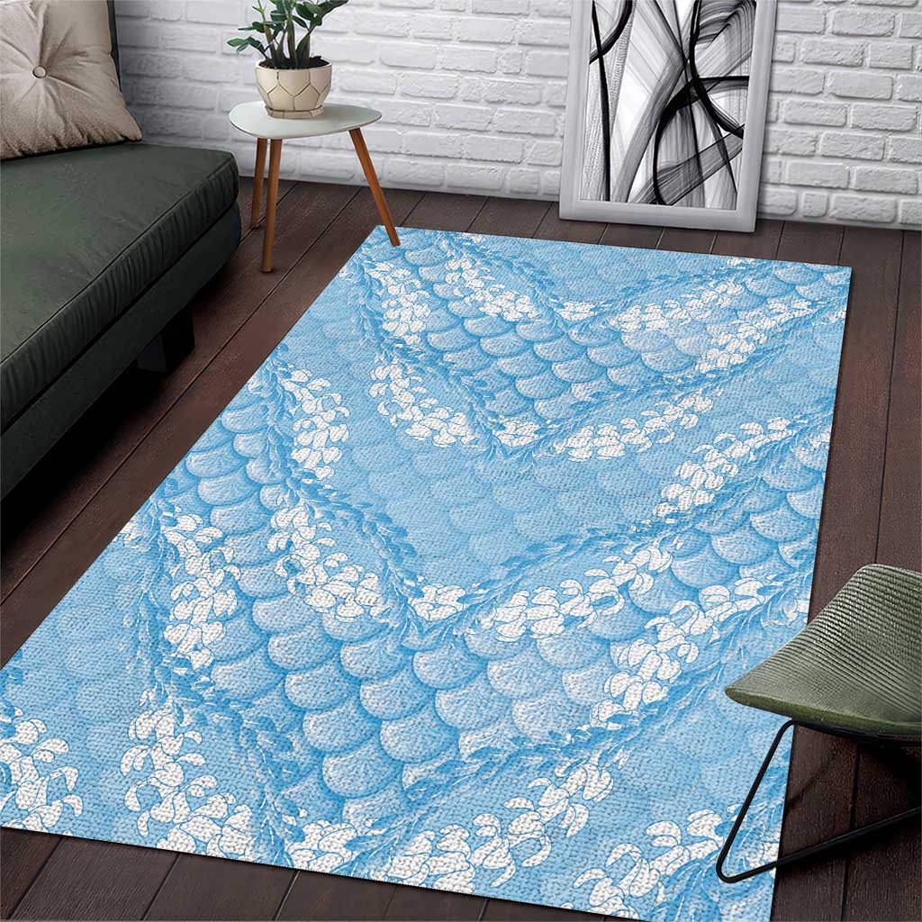 Baby Blue Mermaid Puakenikeni Maile Lei Area Rug