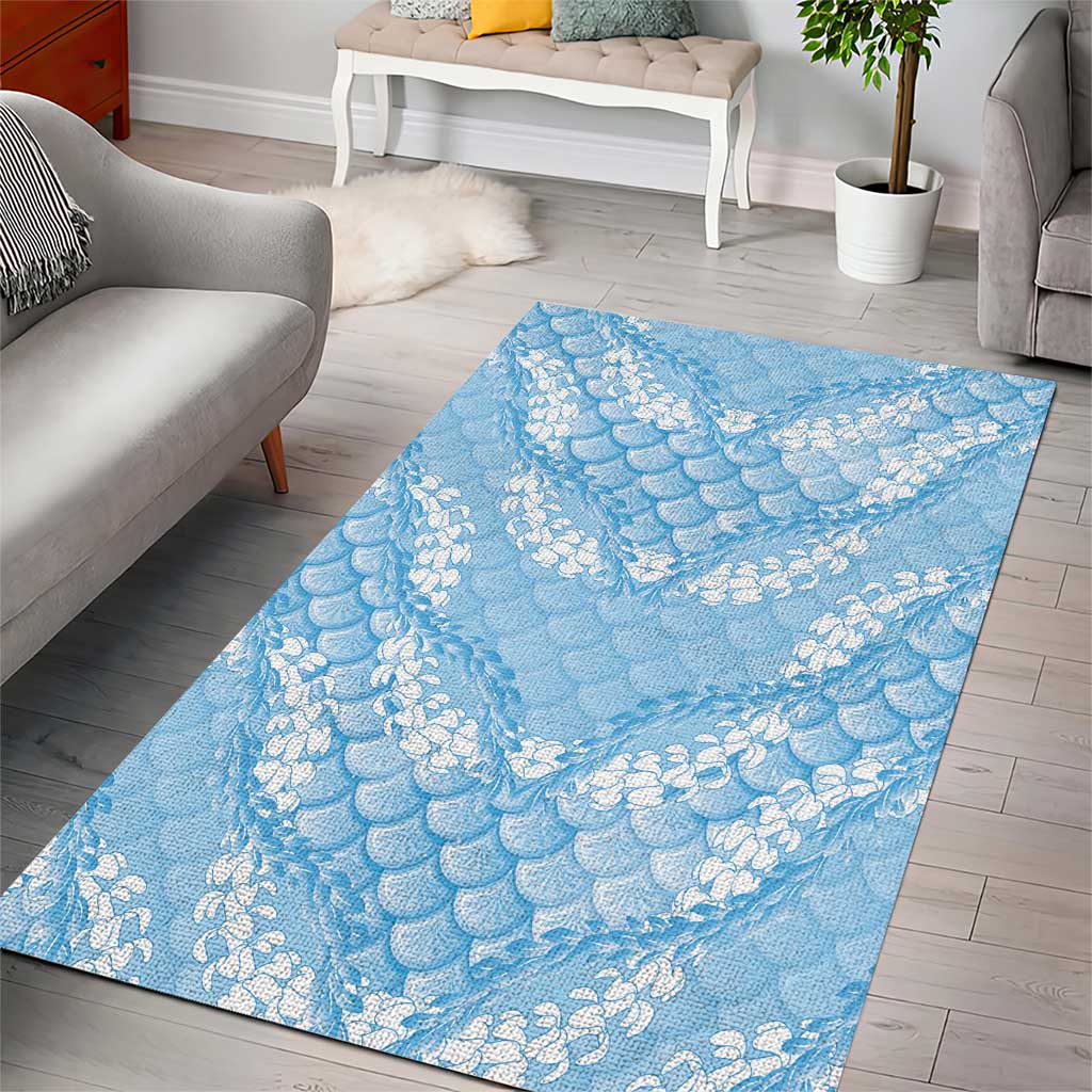Baby Blue Mermaid Puakenikeni Maile Lei Area Rug