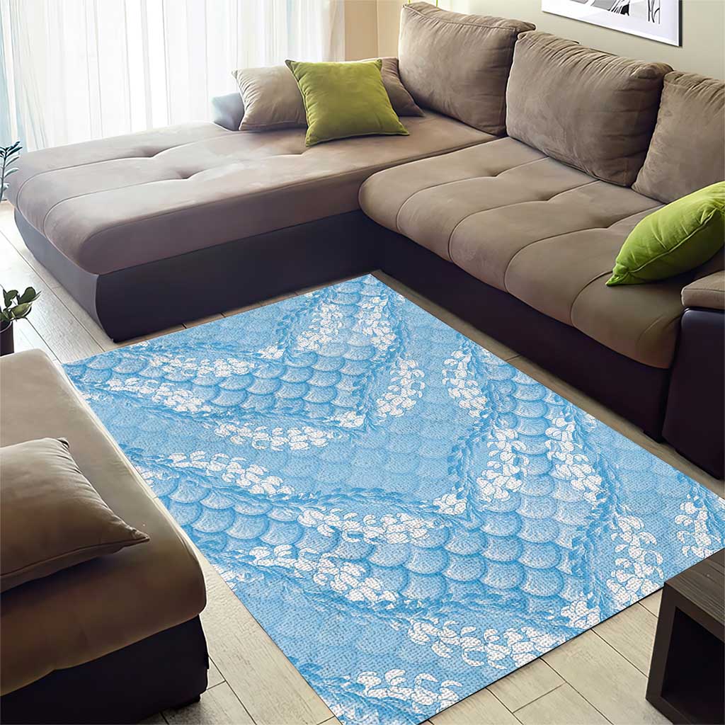 Baby Blue Mermaid Puakenikeni Maile Lei Area Rug