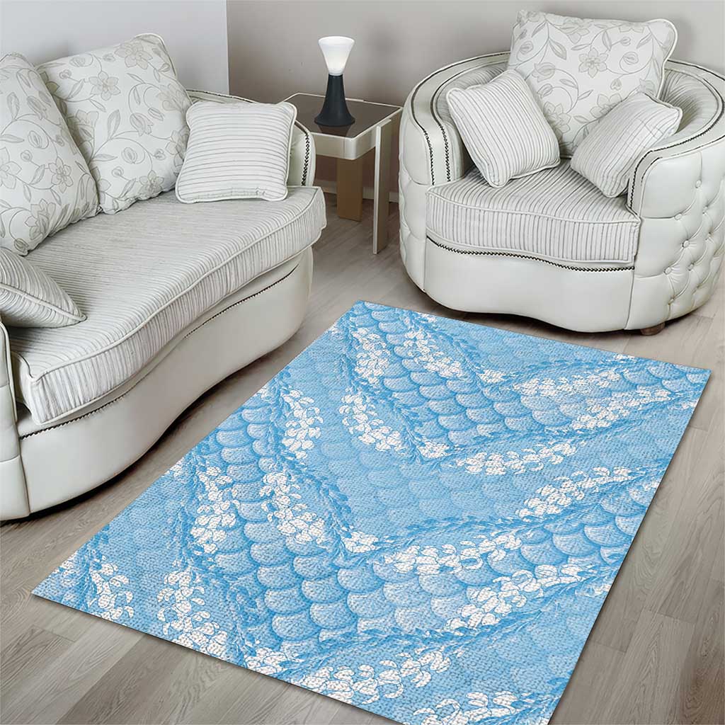 Baby Blue Mermaid Puakenikeni Maile Lei Area Rug