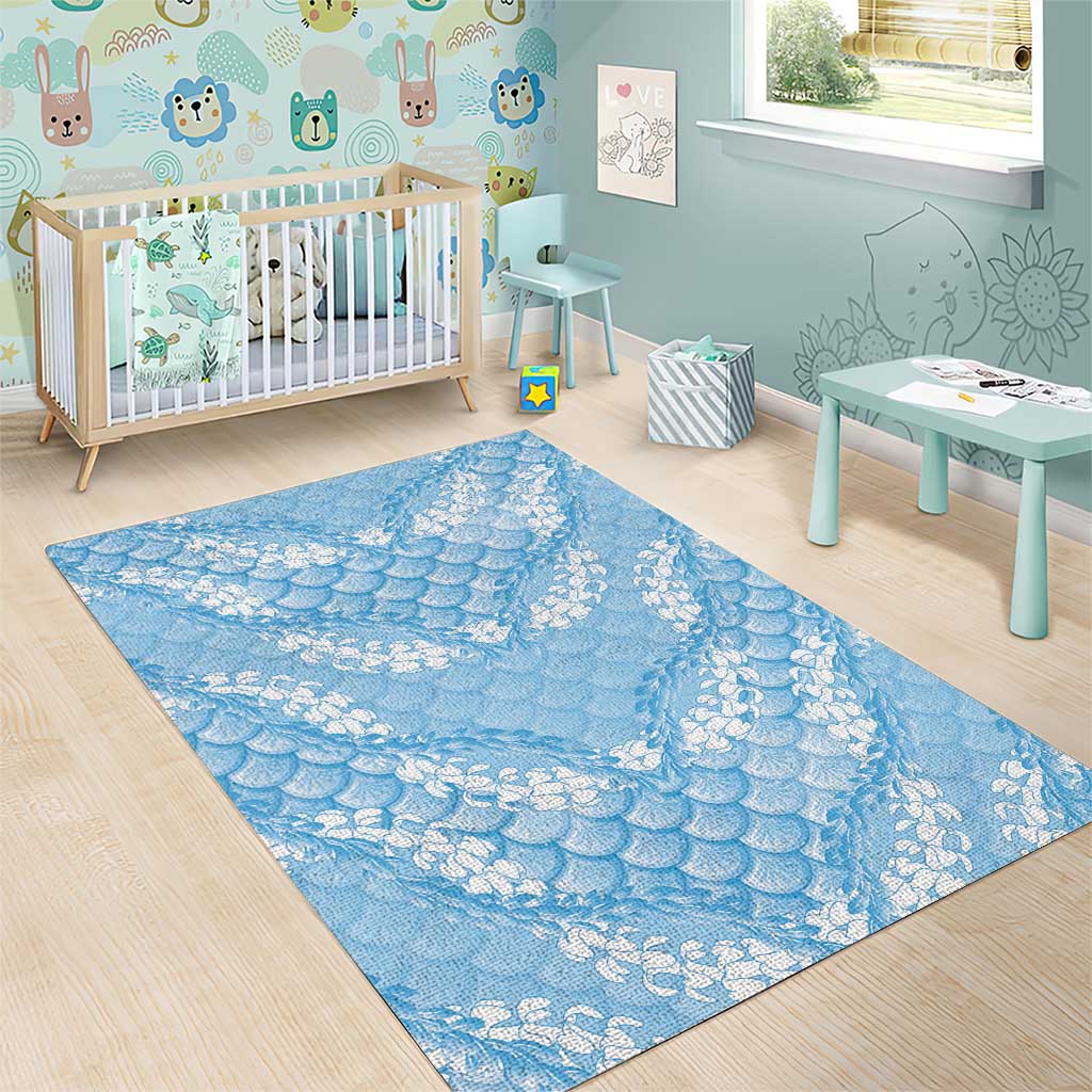 Baby Blue Mermaid Puakenikeni Maile Lei Area Rug