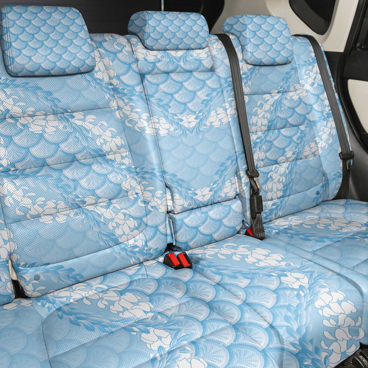 Baby Blue Mermaid Puakenikeni Maile Lei Back Car Seat Cover