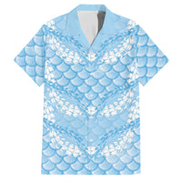 Baby Blue Mermaid Puakenikeni Maile Lei Family Matching Puletasi and Hawaiian Shirt