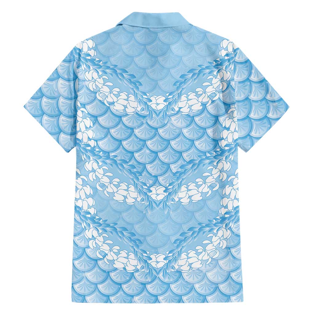 Baby Blue Mermaid Puakenikeni Maile Lei Family Matching Puletasi and Hawaiian Shirt