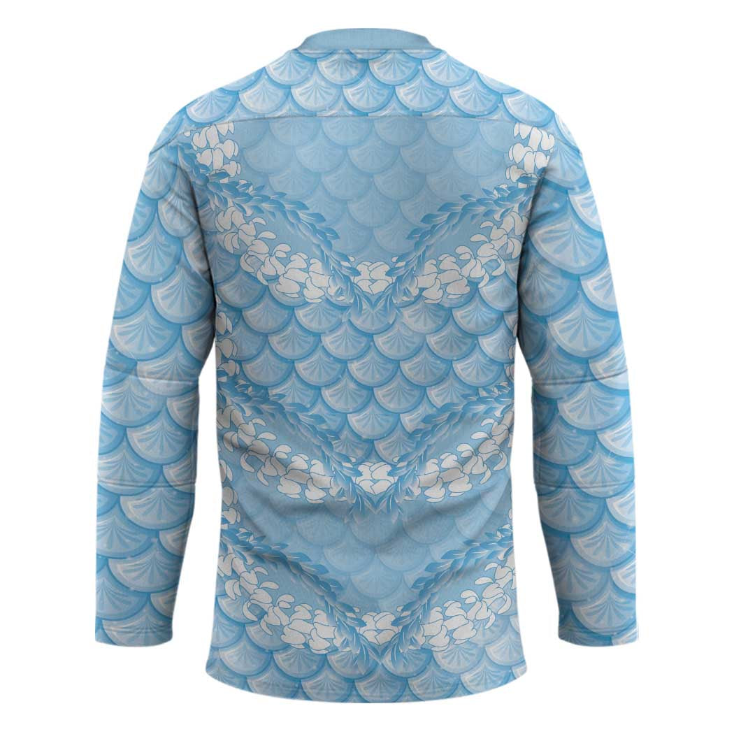 Baby Blue Mermaid Puakenikeni Maile Lei Hockey Jersey