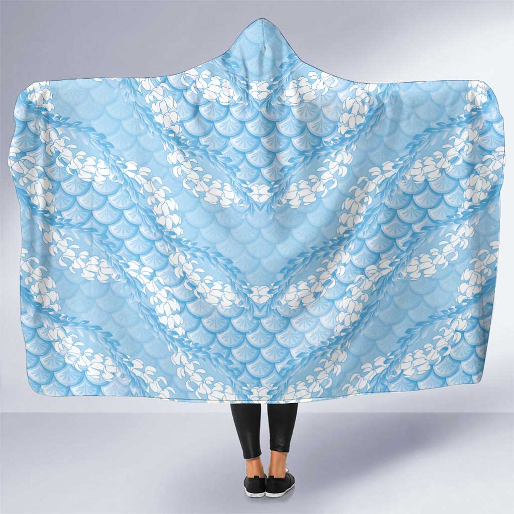 Baby Blue Mermaid Puakenikeni Maile Lei Hooded Blanket