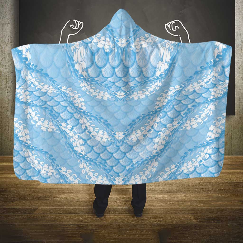 Baby Blue Mermaid Puakenikeni Maile Lei Hooded Blanket