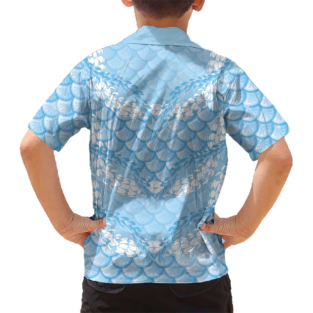Baby Blue Mermaid Puakenikeni Maile Lei Kid Hawaiian Shirt LT01 - Polynesian Pride