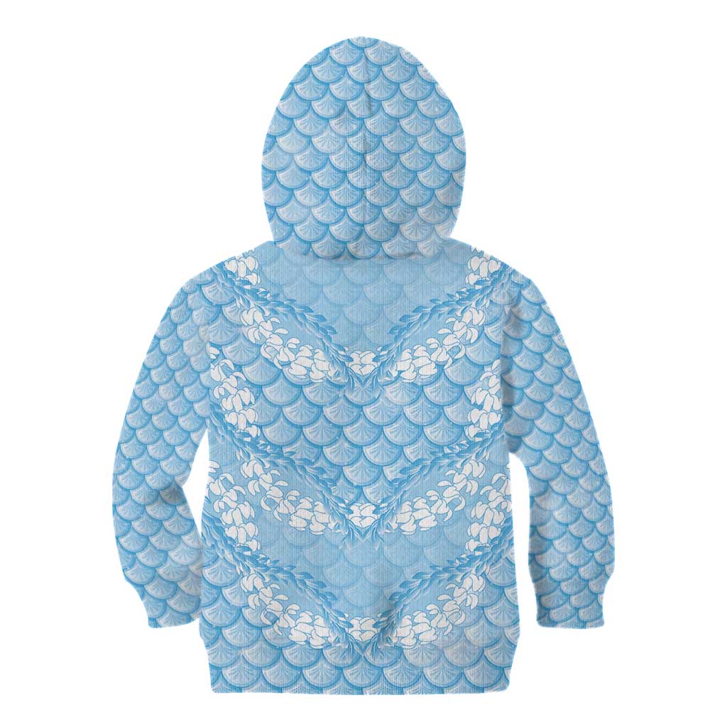 Baby Blue Mermaid Puakenikeni Maile Lei Kid Hoodie